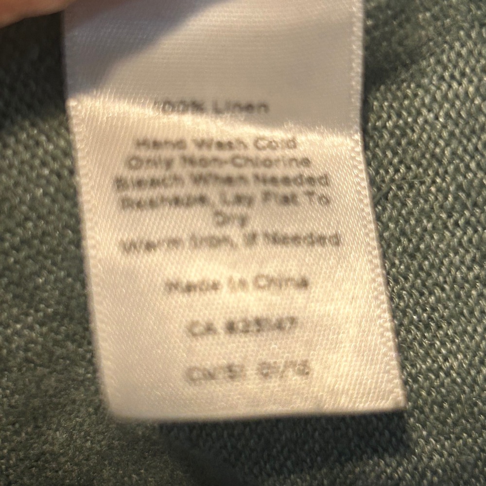 Talbots Woman Green Linen V-Neck Split Neck Short Sleeve Top Plus Size 3X - Picture 6 of 6